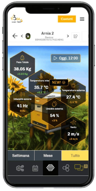 App 3Bee Allgemeine Überwachung der Bienengesundheit. App-Technologie zum Schutz der Bienen. Patenschaft für einen Bienenstock mit der 3Bee-App